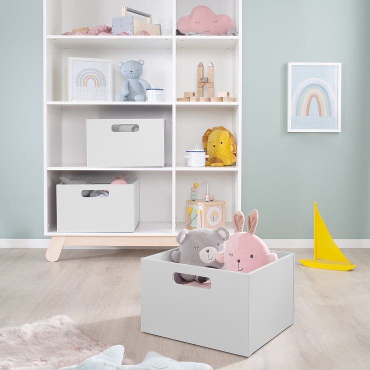 Aufbewahrungsbox für Kinderzimmer, Stauraum für Spielzeug, Deko, grau – roba