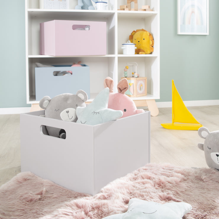 Caja de almacenamiento para habitaciones para niños, espacio de almacenamiento para juguetes, decoración, gris