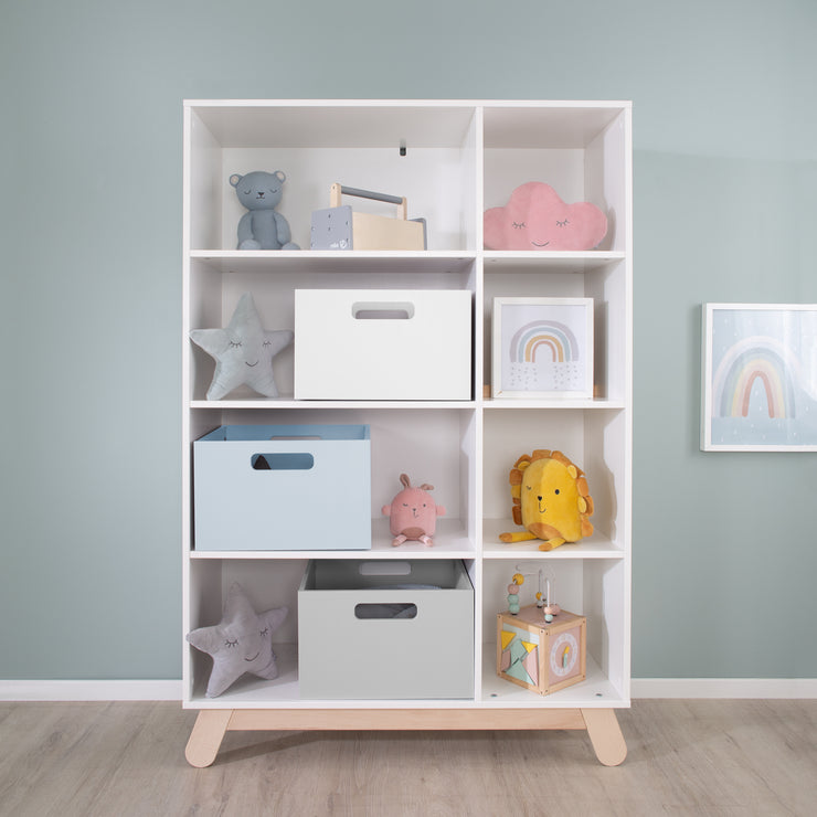 Caja de almacenamiento para habitaciones para niños, espacio de almacenamiento para juguetes, decoración, gris