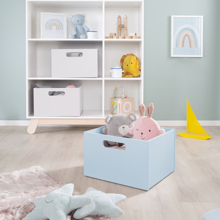 Boîte de rangement pour les chambres pour enfants, espace de stockage pour les jouets, décoration, bleu de mer