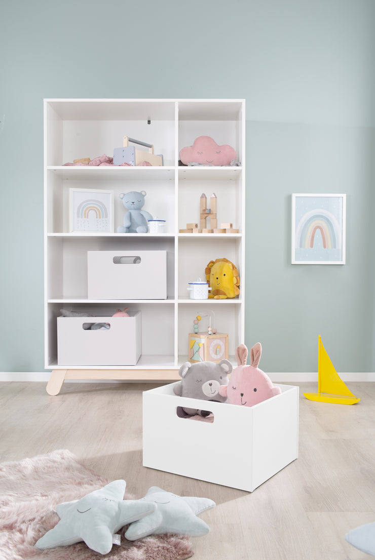 Caja de almacenamiento para habitaciones para niños, espacio de almacenamiento para juguetes, decoración, blanco