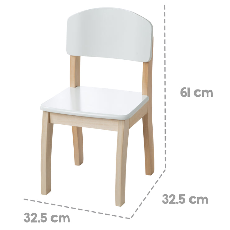 Chaise enfant avec dossier, laqué blanc, HxLxP: 61,5 x 33 x 33,5 cm, hauteur d'assise 31,5 cm