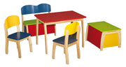 silla de los niños, silla con respaldo para niños, madera pintada de forma colorida, 61,5 x 33 x 33,5 cm, altura del asiento 31,5 cm