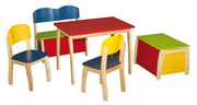 Kinderstuhl, Stuhl mit Lehne für Kinder, Holz bunt lackiert, 61,5 x 33 x 33,5 cm, Sitzhöhe 31,5 cm