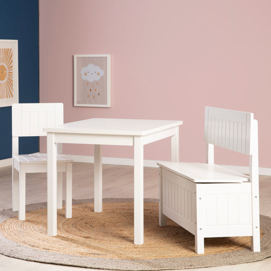 Children's Table, White Table for Playing, Crafting & Drawing in the Children's Room, HxWxD: 51 x 66 x 50 cm