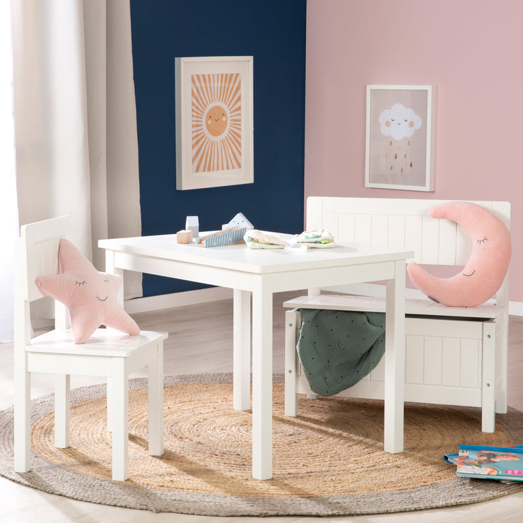 Table pour enfant, blanc, pour jouer, bricoler et peindre dans la chambre d'enfant, HxLxP : 51 x 66 x 50 cm
