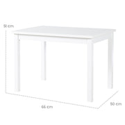 Mesa infantil, mesa blanca para jugar, artesanía y pintura en la sala de los niños, HxWxD: 51 x 66 x 50 cm