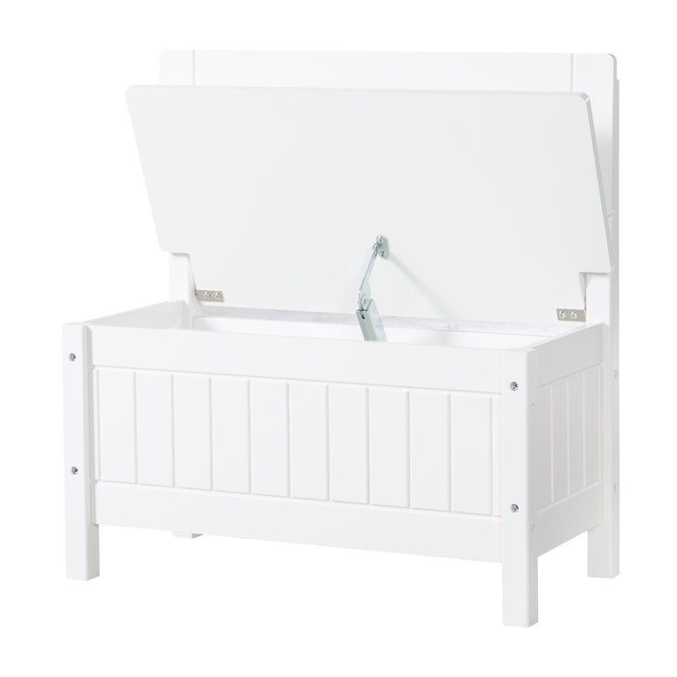 Chest bench, bench for children, children's furniture for sitting and storing toys, white