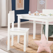 Silla para niños, silla con respaldo para niños, pintado de blanco, H x A x P: 59 x 29 x 29 cm, altura del asiento 31 cm