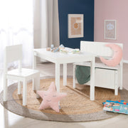 Silla para niños, silla con respaldo para niños, pintado de blanco, H x A x P: 59 x 29 x 29 cm, altura del asiento 31 cm