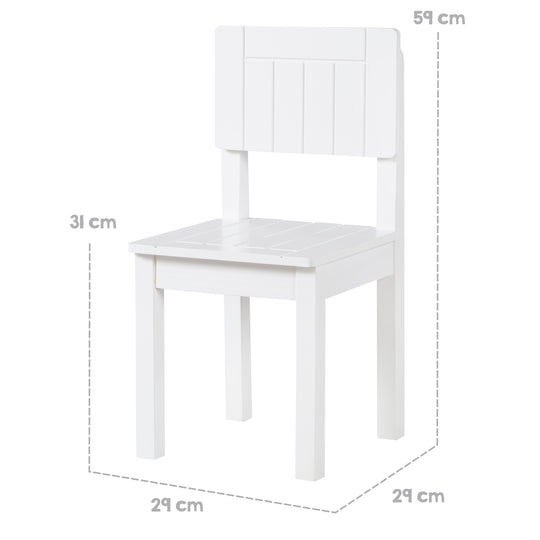 Kinderstuhl, Stuhl mit Lehne für Kinder, weiß lackiert, HxBxT: 59 x 29 x 29 cm, Sitzhöhe 31 cm
