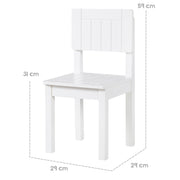 Chaise pour enfant, avec dossier, blanc laqué, 59 x 29 x 29 cm, hauteur d'assise 31 cm