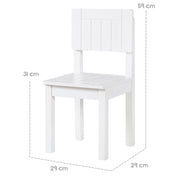 Silla para niños, silla con respaldo para niños, pintado de blanco, H x A x P: 59 x 29 x 29 cm, altura del asiento 31 cm