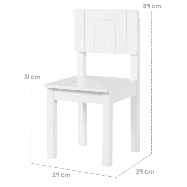 Silla para niños, silla con respaldo para niños, pintado de blanco, H x A x P: 59 x 29 x 29 cm, altura del asiento 31 cm