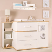 Side shelf 'Pia', children's furniture to match the changing table, white / San Remo oak