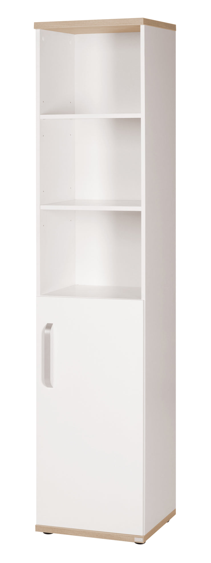 Stand shelf 'Pia' with body & fronts white, décor 'San Remo oak', wooden shelf