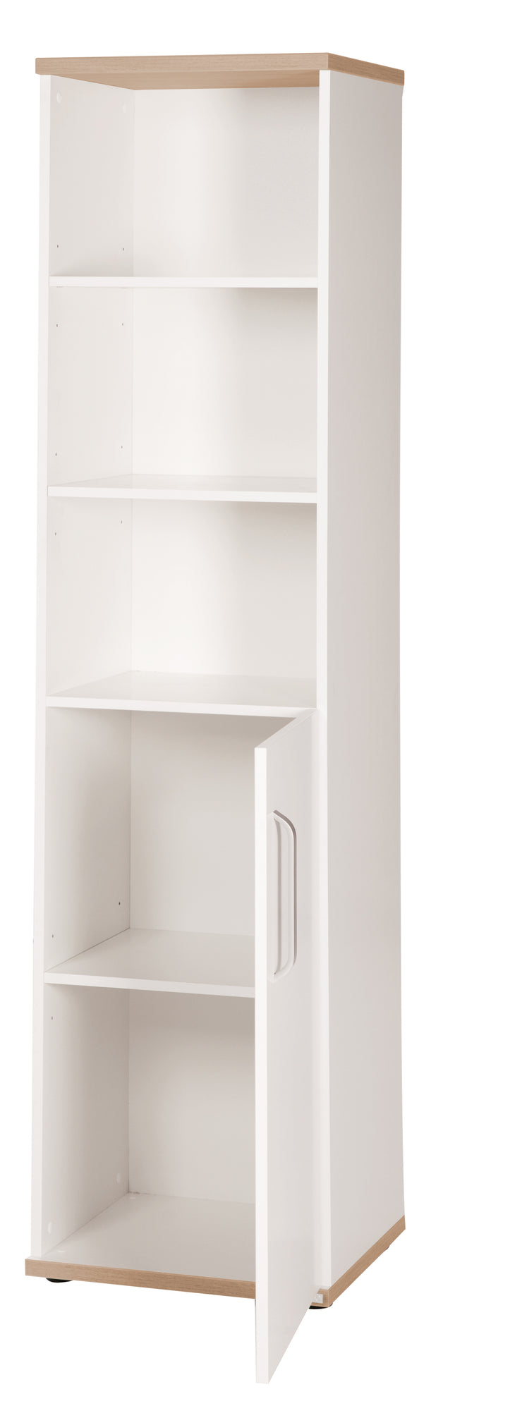 Stand shelf 'Pia' with body & fronts white, décor 'San Remo oak', wooden shelf