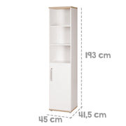 Stand shelf 'Pia' with body & fronts white, décor 'San Remo oak', wooden shelf