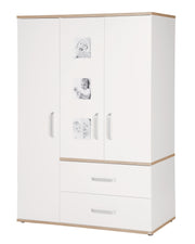 Armoire "Pia", 3 portes avec 3 cadres d’image, pour chambre d'enfant, blanc/chêne "San Remo"