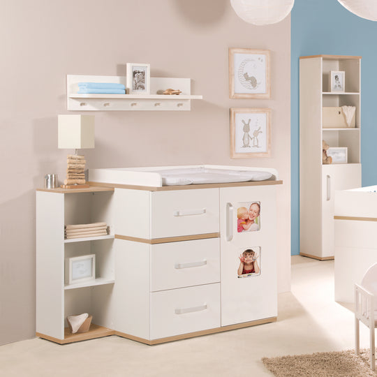 Set de meuble 'Pia‘, 3 pièces, incl. lit évolutif 70 x 140 cm, commode à langer et armoire, blanc