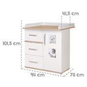 Kindermöbelset 'Pia', 2-teilig, Baby-/Kinderbett 70 x 140 cm, Wickelkommode mit Wickelansatz, weiß