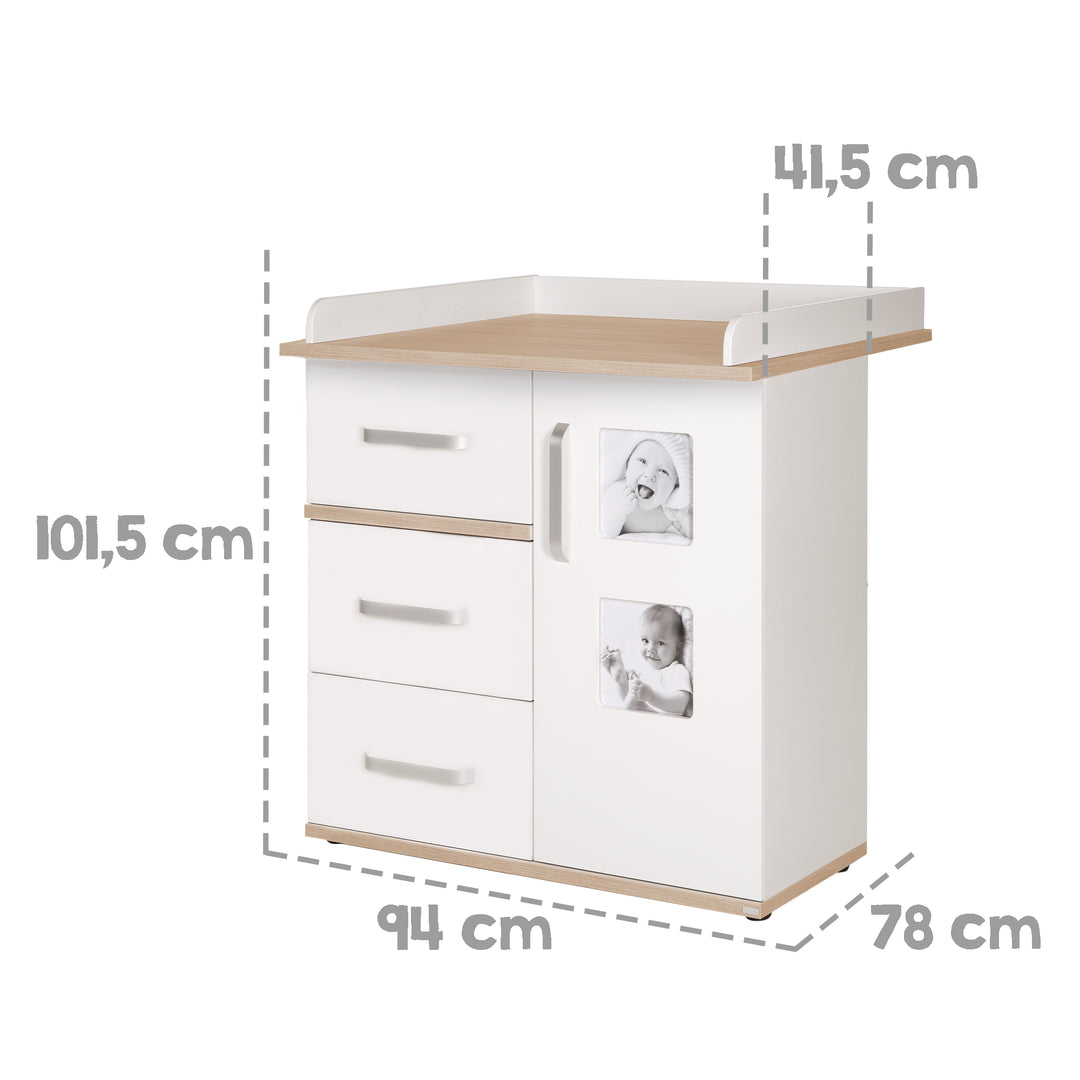 Set de meuble 'Pia‘, 3 pièces, incl. lit évolutif 70 x 140 cm, commode à langer et armoire, blanc