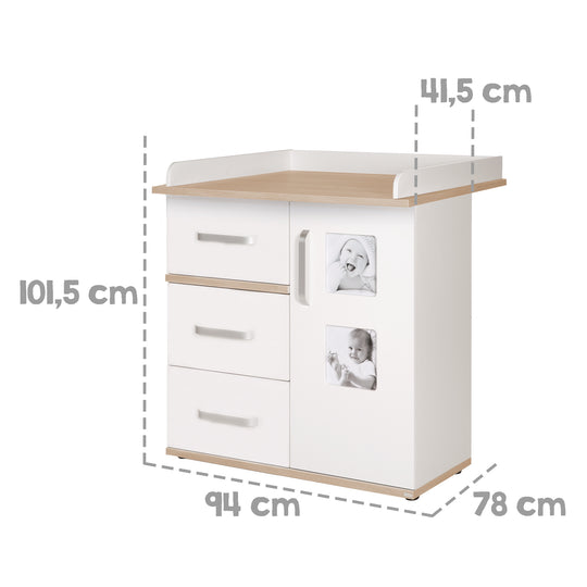 Set de meuble 'Pia‘, 3 pièces, incl. lit évolutif 70 x 140 cm, commode à langer et armoire, blanc