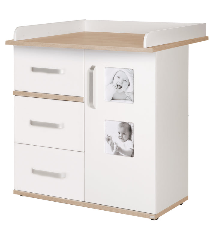 Kindermöbelset 'Pia', 2-teilig, Baby-/Kinderbett 70 x 140 cm, Wickelkommode mit Wickelansatz, weiß