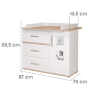 Wrapping chest of drawers 'Pia' with wrapping mit 2 picture frames, white/ San Remo Eiche