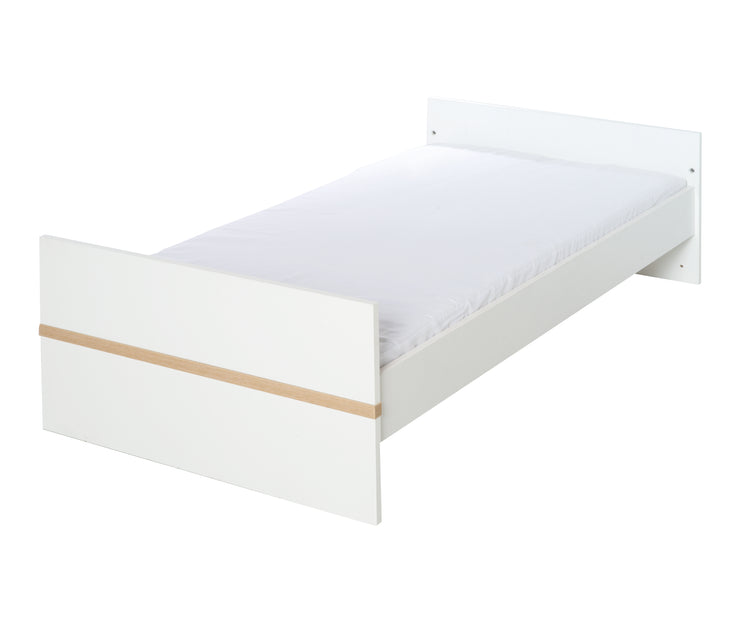 Cuna combinada 'Pia', 70 x 140 cm, blanco, altura ajustable / convertible, 3 peldones deslizantes,