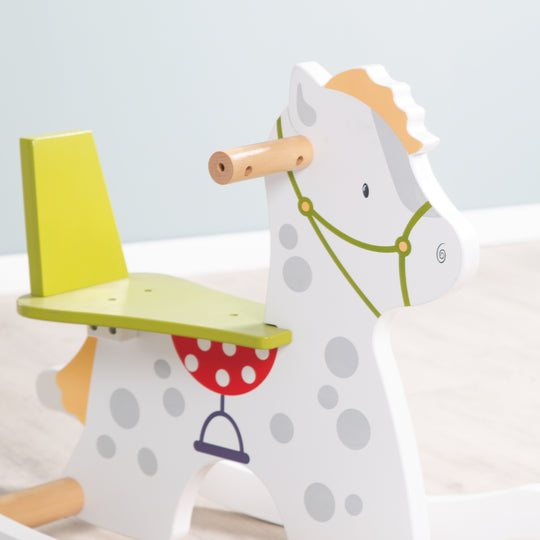 Cheval à bascule 'Kleine Racker', animal à bascule avec anneau de protection amovible
