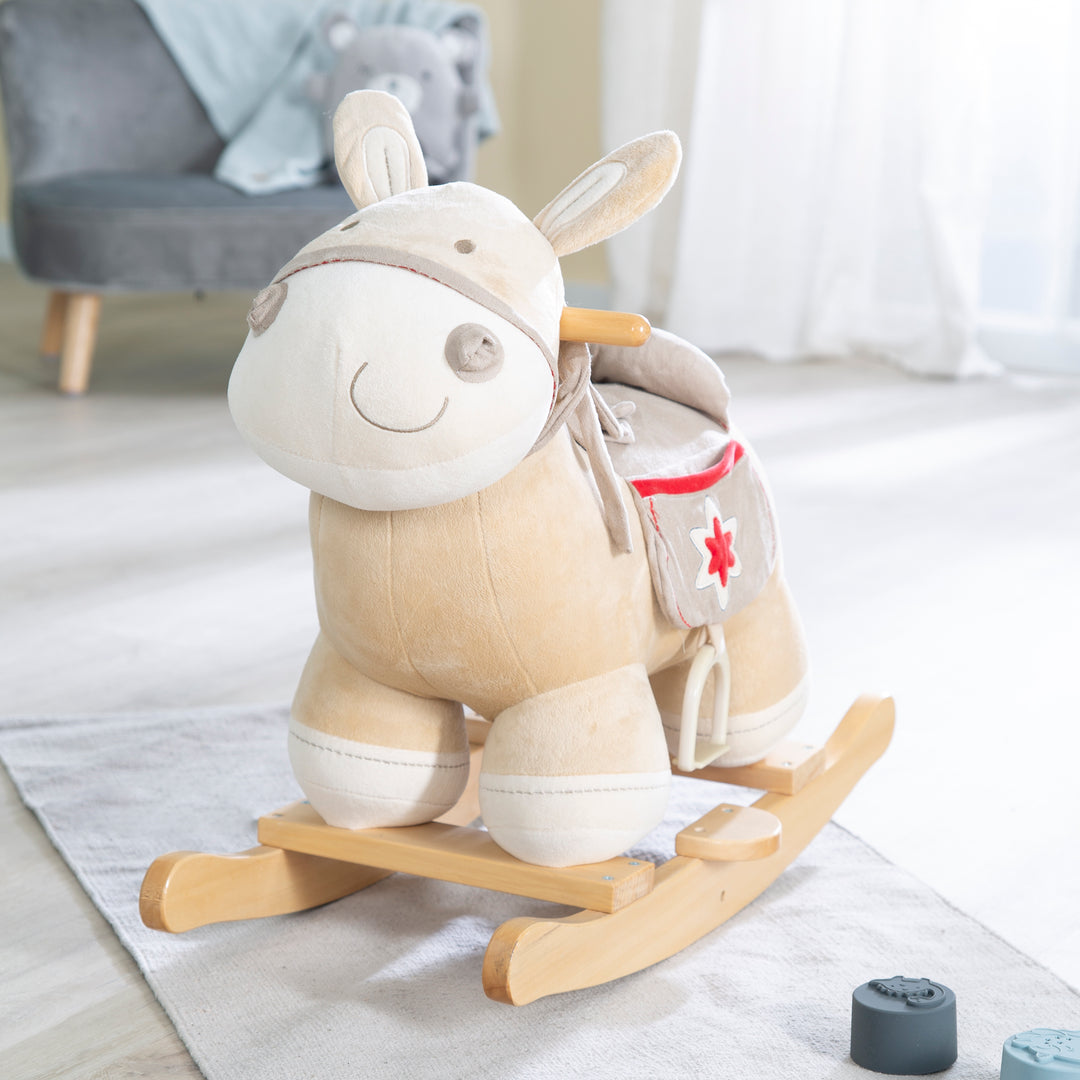 Rocking Unicorn, Padded, Saddle and Bridle in Grey/Gold, 63 x 31 x 73 cm, from 24 Months