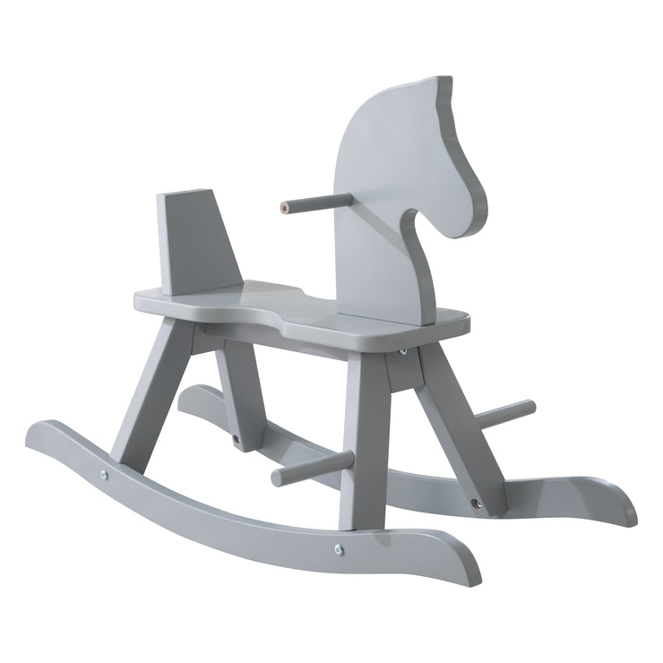 Rocking horse made of solid wood, grey lacquered, growing with removable protective ring