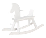 Rocking horse in solid wood white lacquered, growing with removable protective ring