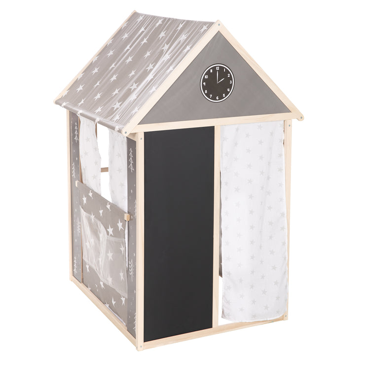 Spielhaus-Kombination, enthält Kaufladen, Kasperletheater, Tafel, Schalter für Post/Bank/Kiosk