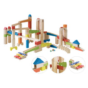 Marble run, wooden ball track large, 100 pieces, marble track, motor skills toys can be set up variably