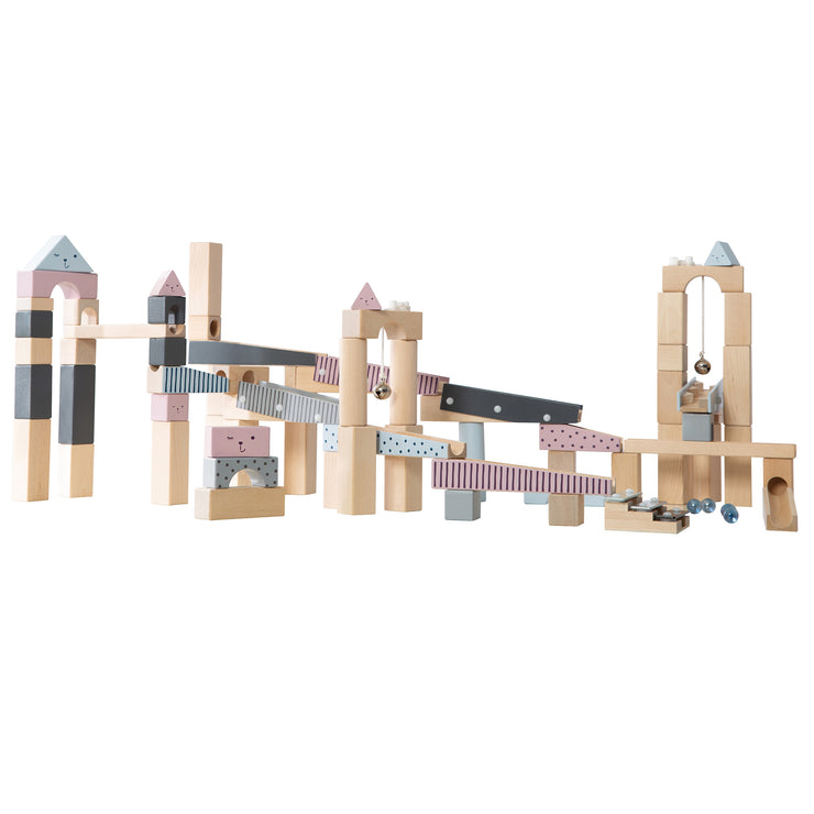 Marble run, 100 pieces, wooden track, motor skills toys can be set up variably