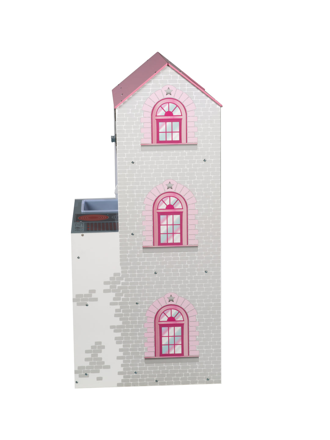Playhouse 2-in-1, Reversible Dollhouse & Play Kitchen, Large Doll Villa and Play Kitchen in One