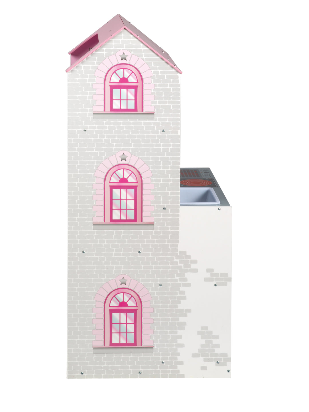 Playhouse 2-in-1, Reversible Dollhouse & Play Kitchen, Large Doll Villa and Play Kitchen in One