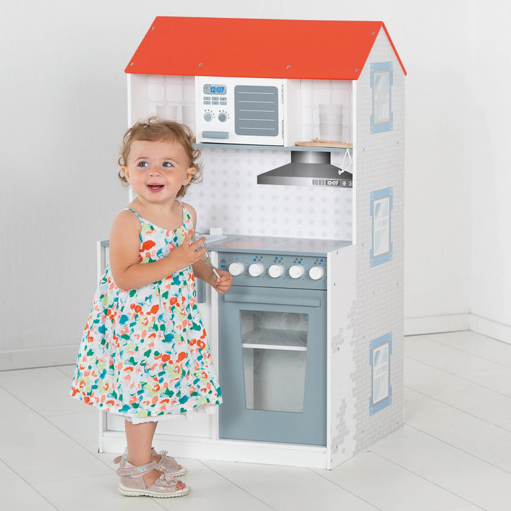 2in1 doll's house & children's kitchen, large playhouse for boys and play kitchen in one