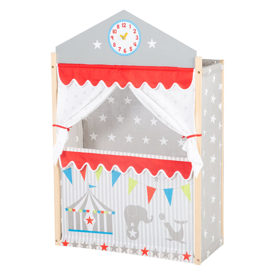 Teatro per bambini in legno, Kaspertheater indipendente con rivestimento in tessuto
