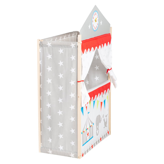 Teatro per bambini in legno, Kaspertheater indipendente con rivestimento in tessuto
