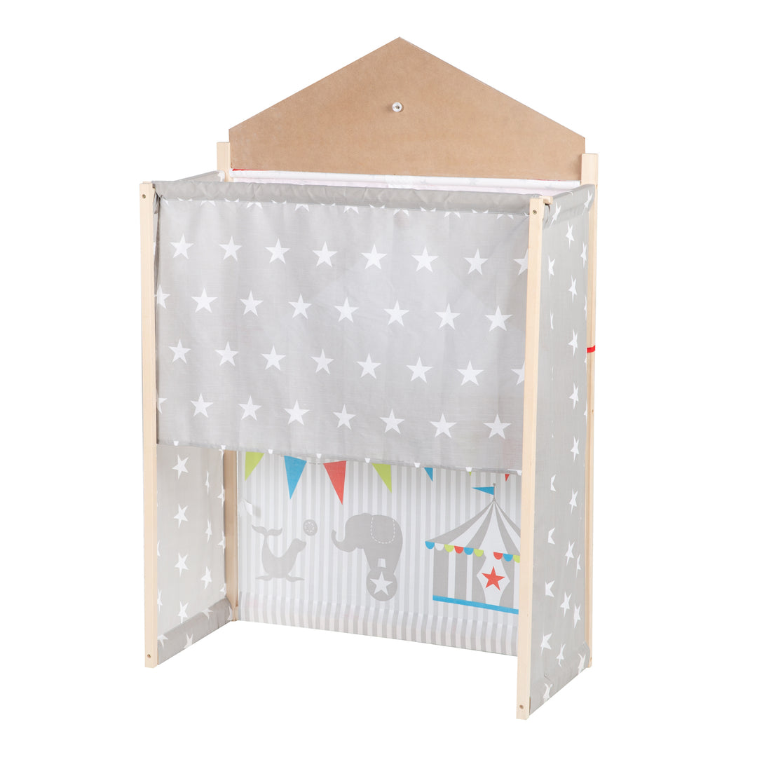 Teatro per bambini in legno, Kaspertheater indipendente con rivestimento in tessuto