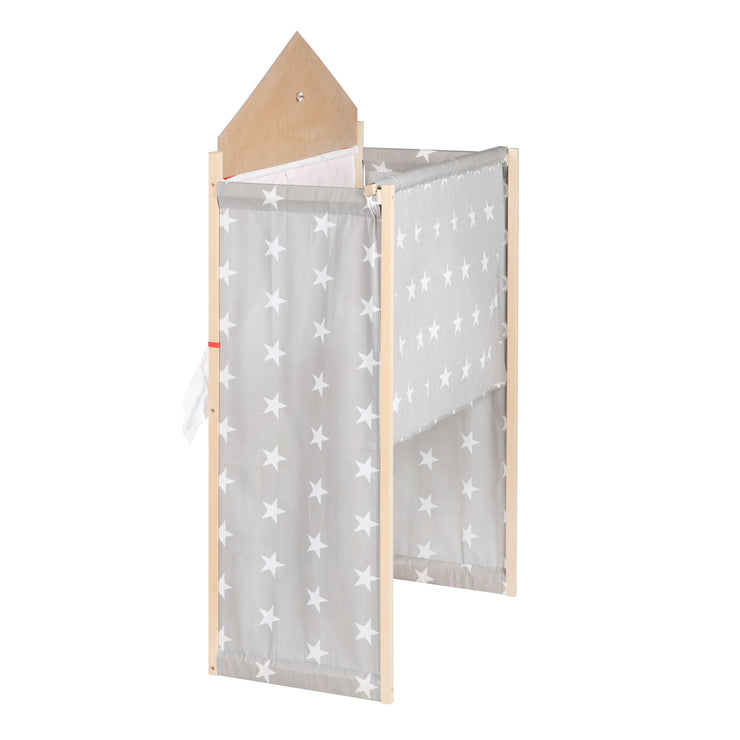 Puppet theater, large wooden puppet theater, free-standing puppet theater with fabric covering