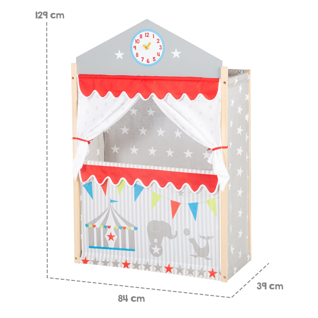 Teatro per bambini in legno, Kaspertheater indipendente con rivestimento in tessuto