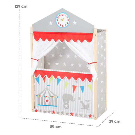 Teatro per bambini in legno, Kaspertheater indipendente con rivestimento in tessuto