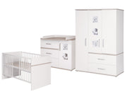 Children's furniture set 'Moritz', 3 pieces, with cot 70 x 140 cm, wrap dresser wide & cabinet, white