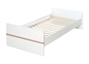 Juego de cama 'Moritz' con cama de 70 x 140 cm con somier, laterales de conversión y caja de cama, blanco / Luna Elm