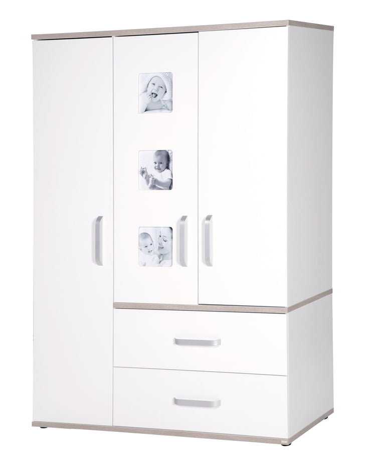 Children's furniture set 'Moritz', 3 pieces, with cot 70 x 140 cm, wrap dresser wide & cabinet, white