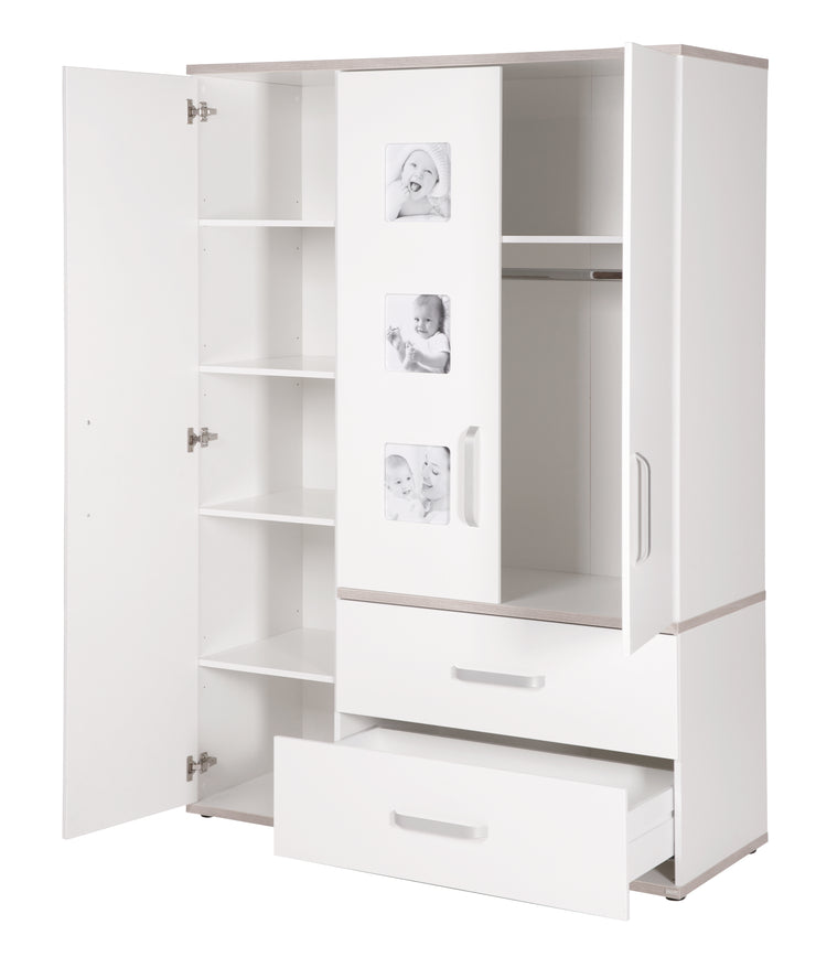 Children's furniture set 'Moritz', 3-part, with cot 70 x 140 cm, changing table & cupboard, white